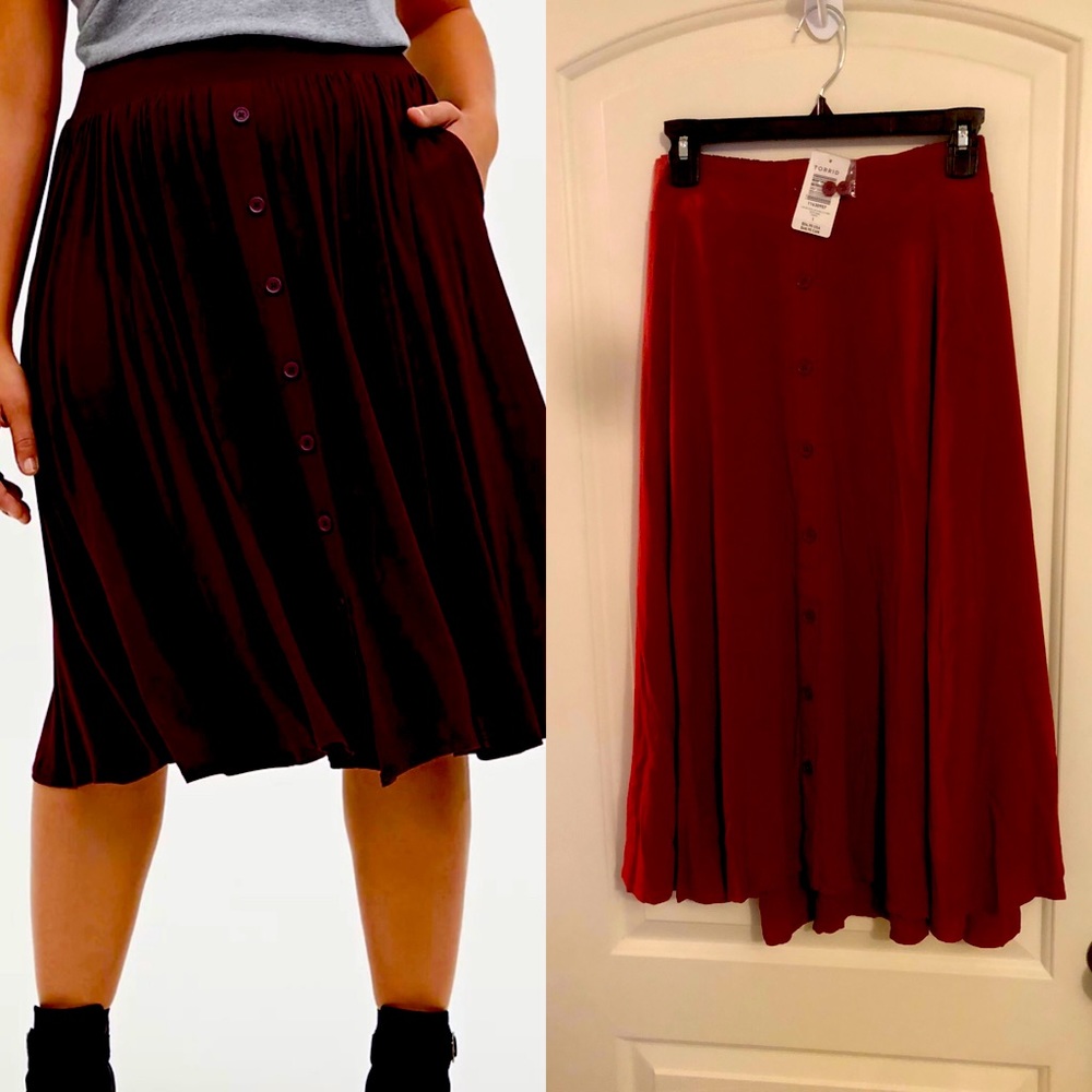 Torrid Burgundy Midi Skirt
